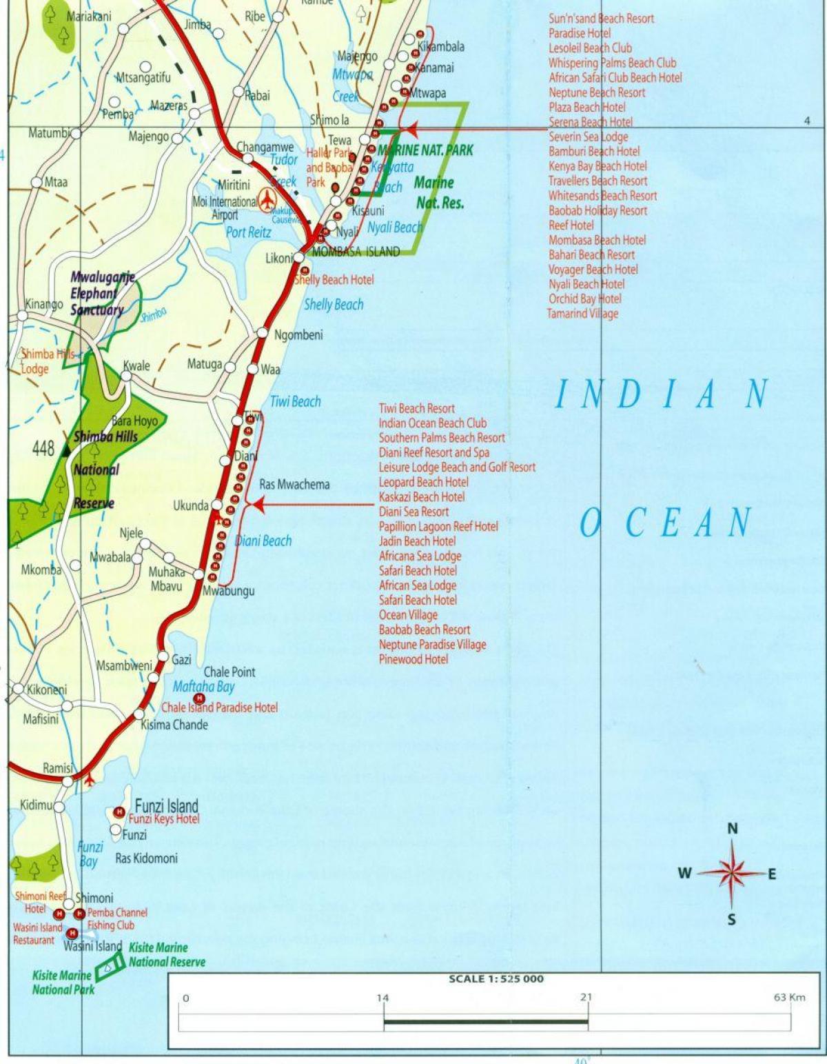 지도 케냐의 해안