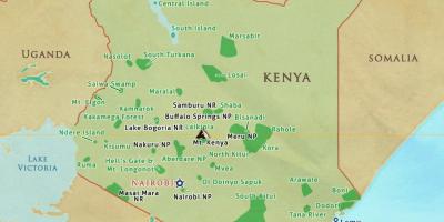 지도의 케냐 국립공원 및 보유